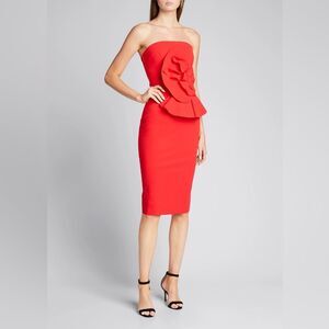 Chiara Boni La Petite Robe Hebe Strapless Ruffle Sheath Dress Size US 12/IT 50